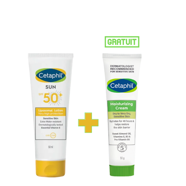 Cetaphil Lotion SPF50+ 50ml + Crème Hydratante 50g Gratuite