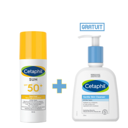 Cetaphil Fluide Solaire Visage SPF50+ Invisible avec Gentle Skin Cleanser - Tunisie