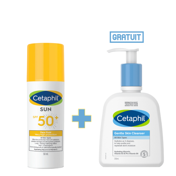 Cetaphil Fluide Solaire Visage SPF50+ Invisible avec Gentle Skin Cleanser - Tunisie