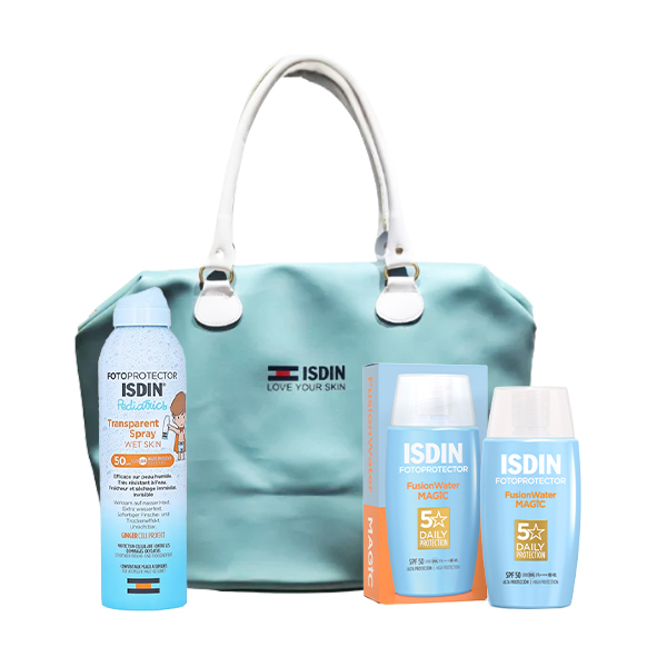 Spray Solaire ISDIN Enfant + Fusion Water SPF50+ Tunisie Pack ISDIN Kids SPF50+ avec Fusion Water et sac offert Tunisie