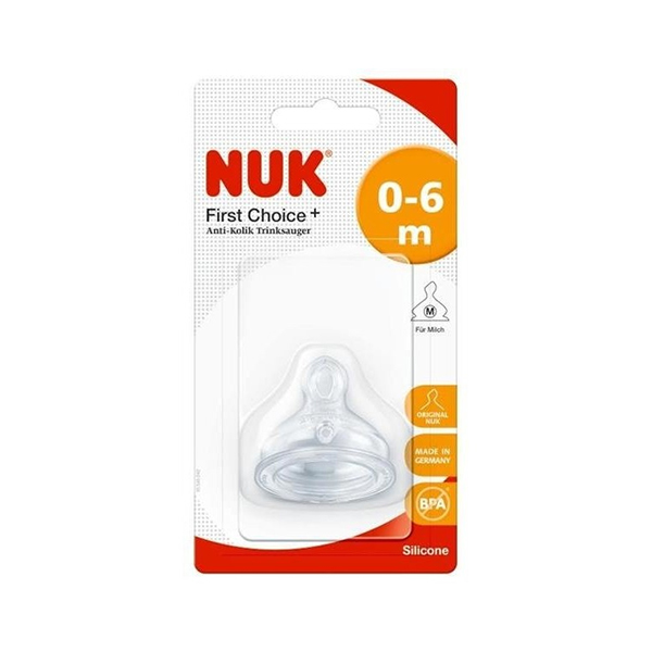 Sucette NUK Tétine First Choice+ 0-6M silicone anti-colique pour bébé