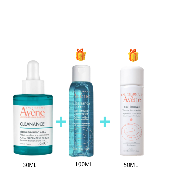 Ajouter un titre - 2025-10-16T160444.418 Pack Avène Cleanance: Sérum Exfoliant AHA 30 ml + Gel Nettoyant et Eau Thermale Offerts